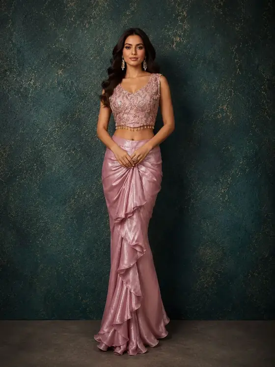 Ruffle mermaid skirt fusion set