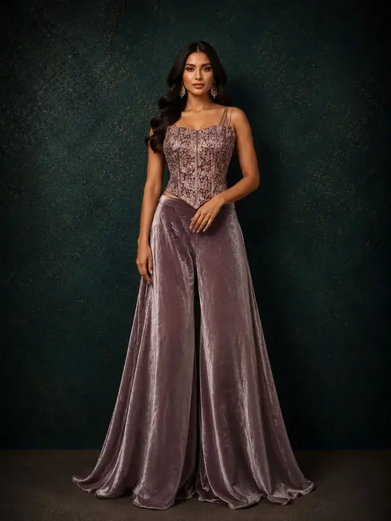 Velvet corset garara set