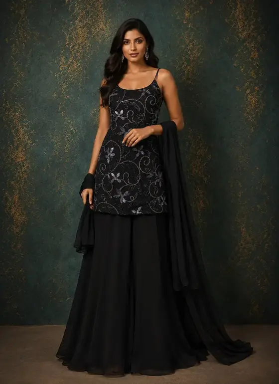 Black sequin plazzo set