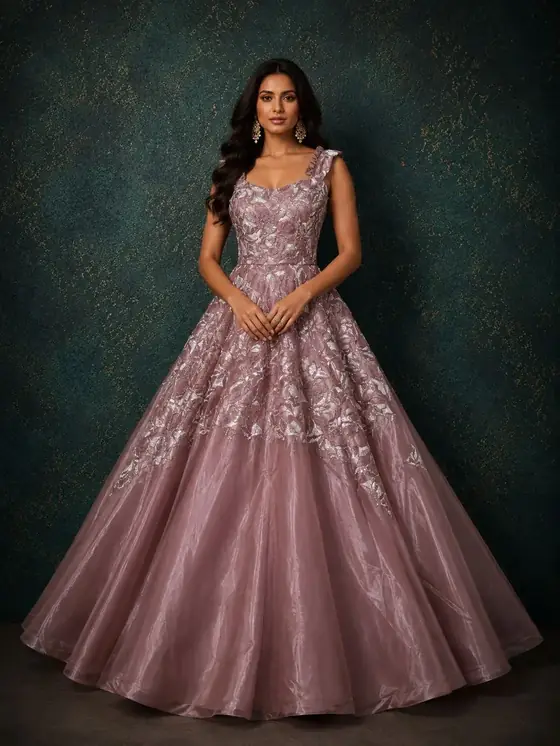 Mauve lace ball gown