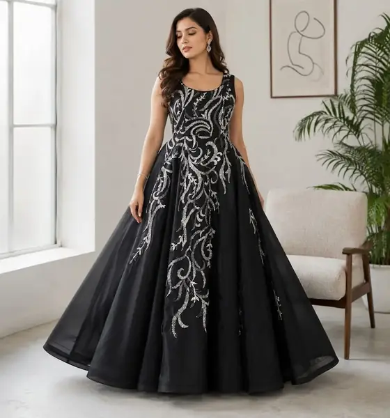 Black sequin evening gown