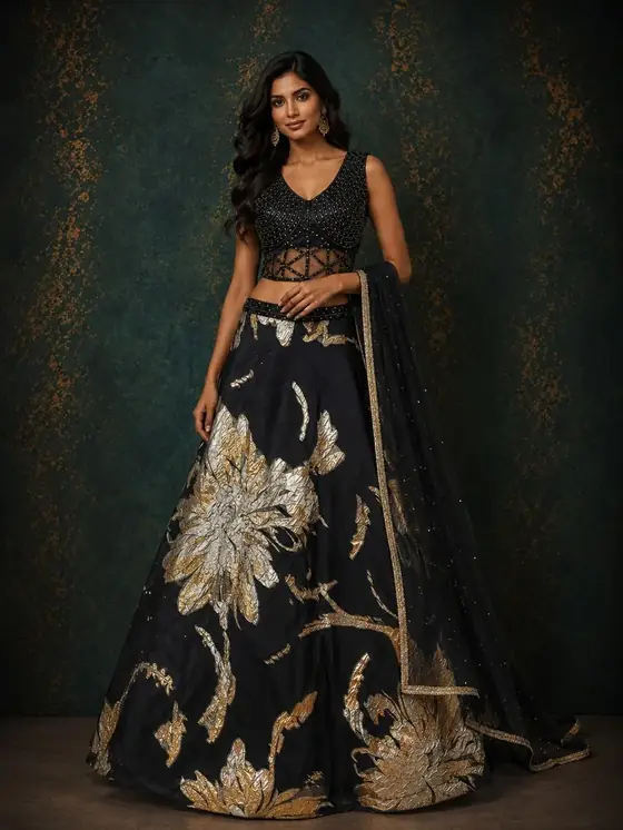 Foil print statement lehenga