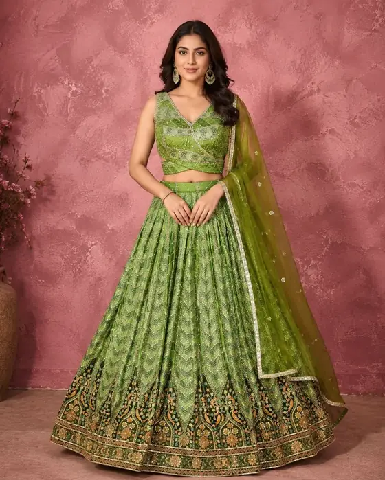 Green bordered lehenga