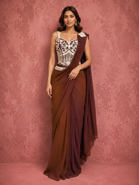 Ombre corset saree gown