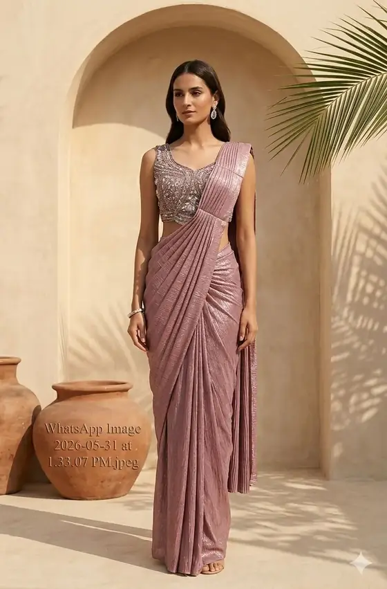 Blush shimmer saree
